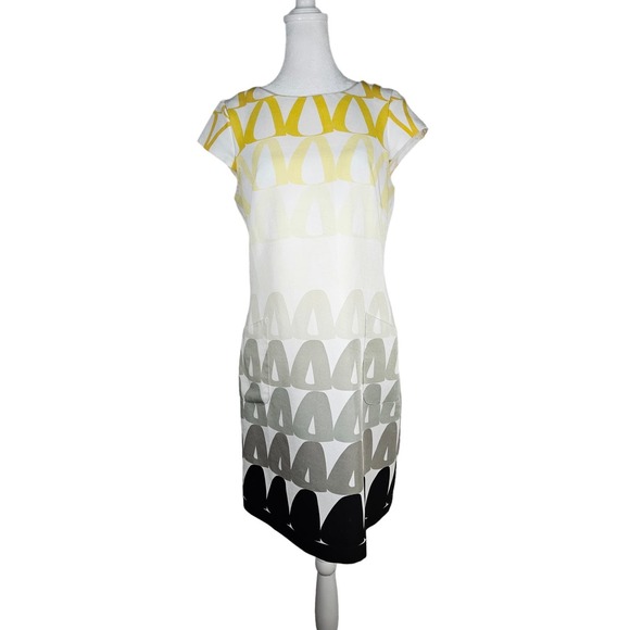 The Limited Womens Ombré Shift Dress White Yellow Black Gray Size 4 Pockets - Picture 1 of 12